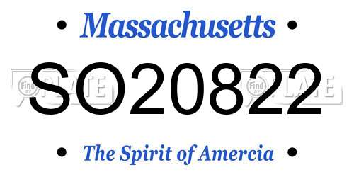 SO20822 Massachusetts License Plate