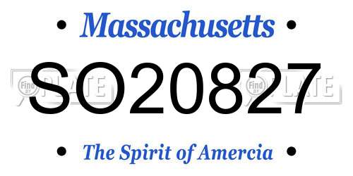 SO20827 Massachusetts License Plate