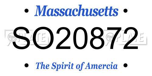 SO20872 Massachusetts License Plate