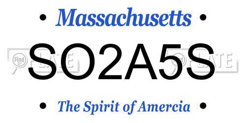 SO2A5S Massachusetts License Plate