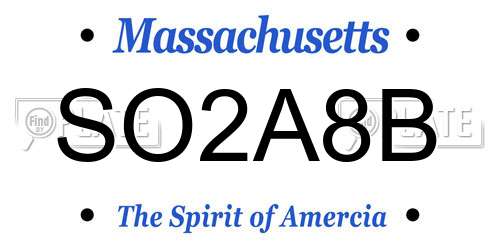 SO2A8B Massachusetts License Plate