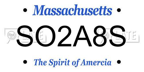 SO2A8S Massachusetts License Plate