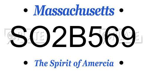 SO2B569 Massachusetts License Plate