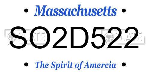 SO2D522 Massachusetts License Plate
