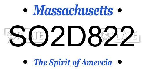 SO2D822 Massachusetts License Plate