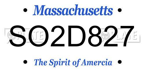 SO2D827 Massachusetts License Plate