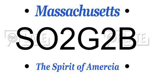 SO2G2B Massachusetts License Plate
