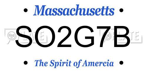 SO2G7B Massachusetts License Plate