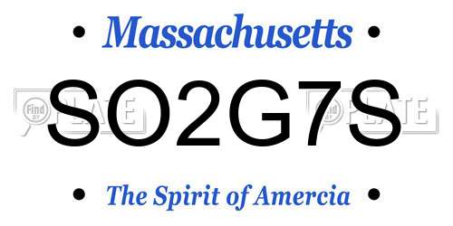 SO2G7S Massachusetts License Plate