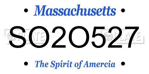 SO2O527 Massachusetts License Plate