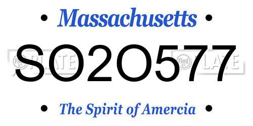 SO2O577 Massachusetts License Plate