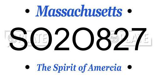 SO2O827 Massachusetts License Plate
