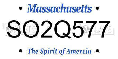 SO2Q577 Massachusetts License Plate