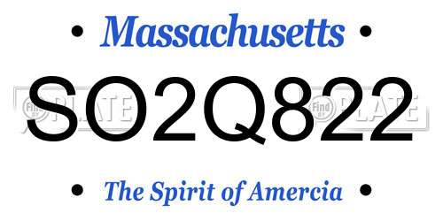 SO2Q822 Massachusetts License Plate