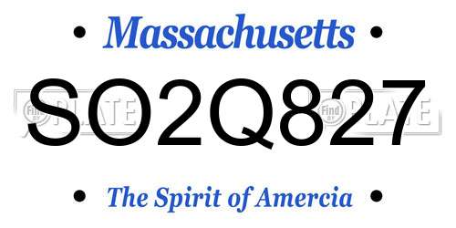 SO2Q827 Massachusetts License Plate