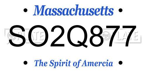 SO2Q877 Massachusetts License Plate