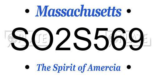 SO2S569 Massachusetts License Plate