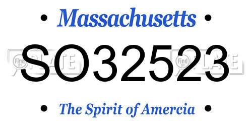 SO32523 Massachusetts License Plate