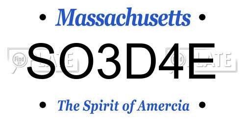 SO3D4E Massachusetts License Plate