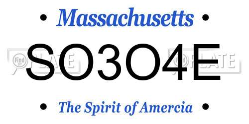 SO3O4E Massachusetts License Plate