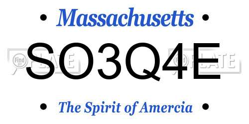 SO3Q4E Massachusetts License Plate