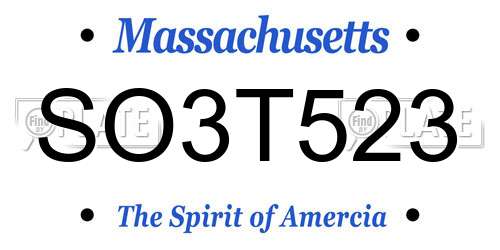 SO3T523 Massachusetts License Plate