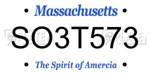 SO3T573 Massachusetts License Plate