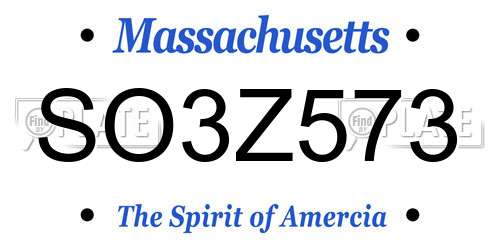 SO3Z573 Massachusetts License Plate