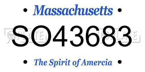 SO43683 Massachusetts License Plate