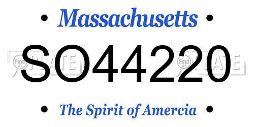 SO44220 Massachusetts License Plate