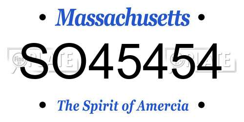 SO45454 Massachusetts License Plate