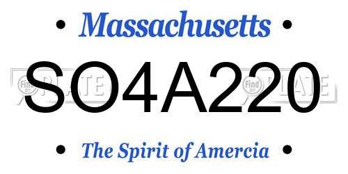 SO4A220 Massachusetts License Plate