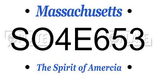 SO4E653 Massachusetts License Plate