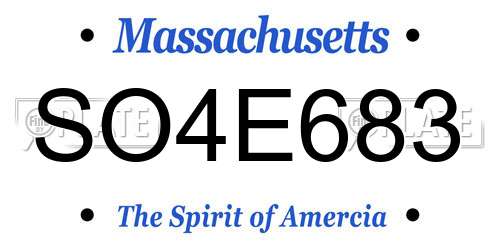SO4E683 Massachusetts License Plate