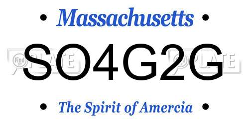 SO4G2G Massachusetts License Plate