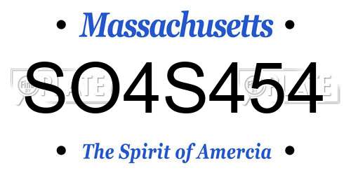 SO4S454 Massachusetts License Plate