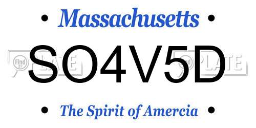 SO4V5D Massachusetts License Plate