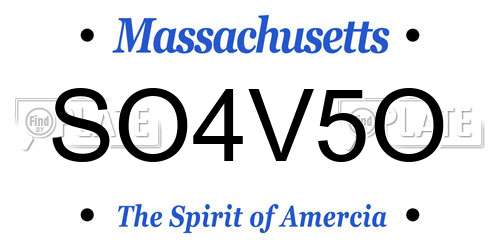 SO4V5O Massachusetts License Plate