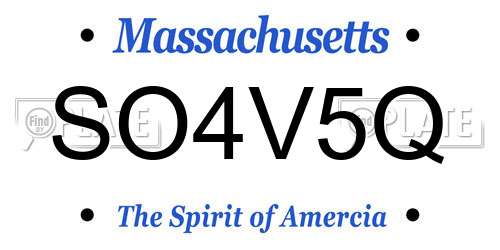 SO4V5Q Massachusetts License Plate