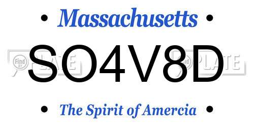 SO4V8D Massachusetts License Plate