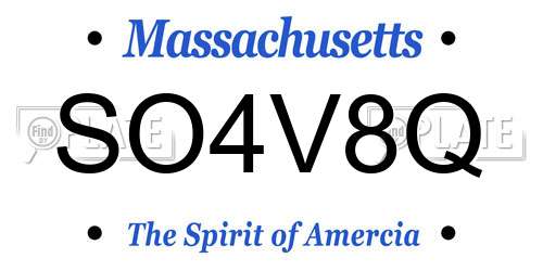 SO4V8Q Massachusetts License Plate