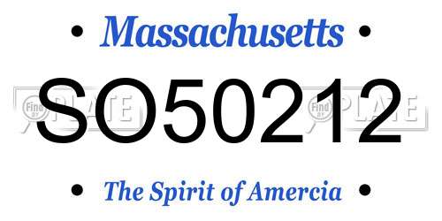 SO50212 Massachusetts License Plate