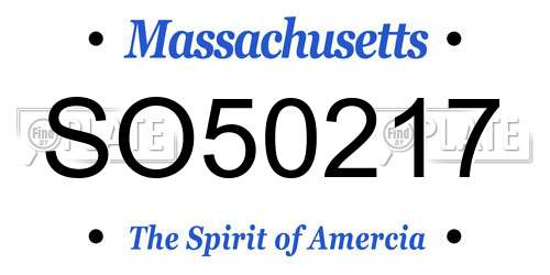 SO50217 Massachusetts License Plate