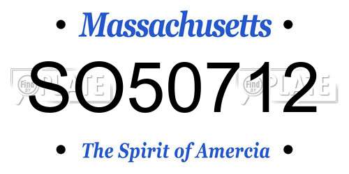 SO50712 Massachusetts License Plate