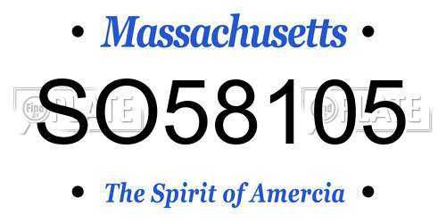 SO58105 Massachusetts License Plate