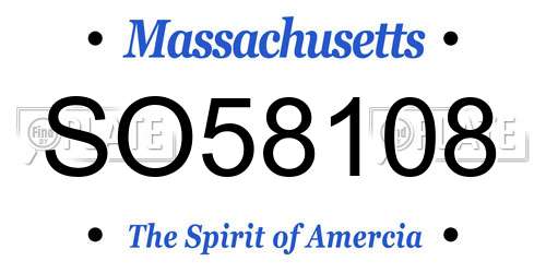SO58108 Massachusetts License Plate