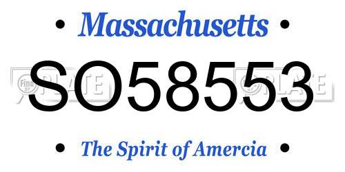 SO58553 Massachusetts License Plate