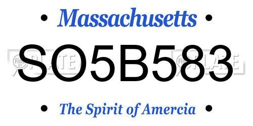 SO5B583 Massachusetts License Plate
