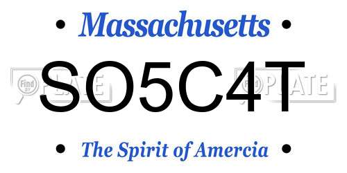 SO5C4T Massachusetts License Plate