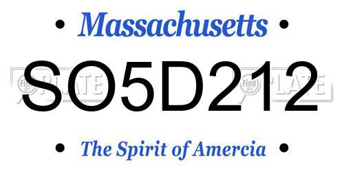 SO5D212 Massachusetts License Plate